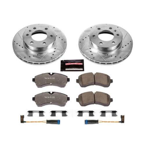 2010-2015 Mercedes-Benz Sprinter 3500 & Dodge Sprinter 3500 Heavy-Duty Front Brake Assembly with Drilled & Slotted Rotors and Carbon-Fiber Ceramic Pads - Premium Replacement