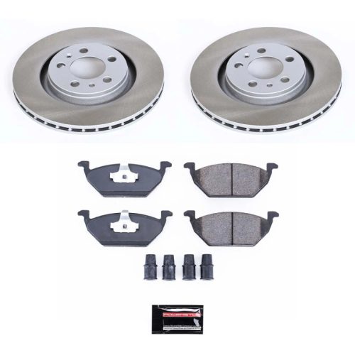 1998-1999 Volkswagen Jetta Front Semi-Coated Rotor Brake Kit with Ceramic Pads and Hardware - Premium Replacement