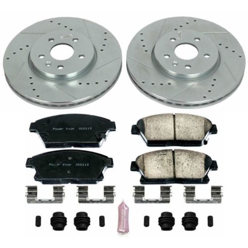 2013-2016 Buick Encore Front Z23 Evolution Sport Brake Upgrade Kit - Heavy Duty Drilled & Slotted Rotor and Carbon-Fiber Ceramic Pads - Premium Replacement