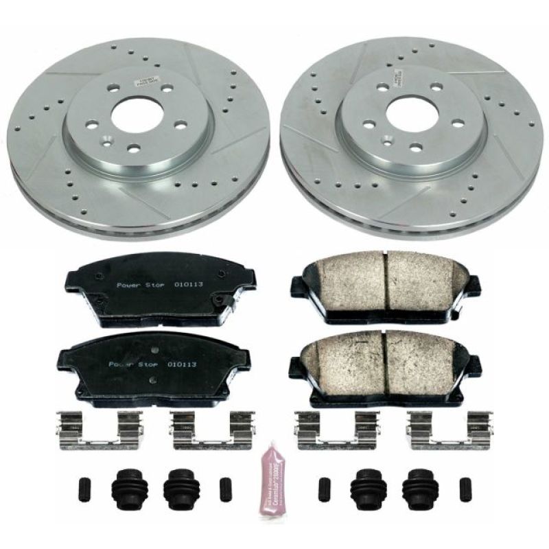 2013-2016 Buick Encore Front Z23 Evolution Sport Brake Upgrade Kit - Heavy Duty Drilled & Slotted Rotor and Carbon-Fiber Ceramic Pads - Premium Replacement