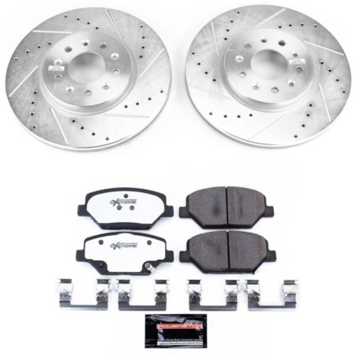 2017-2018 Buick Envision & 2018 Chevrolet Equinox Heavy-Duty Performance Brake Upgrade Kit - Front Drilled & Slotted Rotors with Carbon-Fiber Ceramic Pads - Premium Replacement
