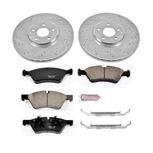 2007-2009 Mercedes-Benz E350/E550 Front Z23 Evolution Sport Brake Kit - Heavy-Duty Drilled & Slotted Rotors with Carbon-Fiber Ceramic Pads - Premium Replacement