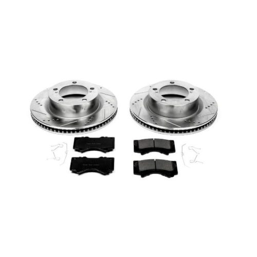 2008-2015 Lexus LX570 and 2008-2011 Toyota Land Cruiser Front Z23 Evolution Sport Brake Upgrade Kit - Heavy-Duty Drilled & Slotted Rotors with Carbon-Fiber Ceramic Brake Pads - Premium Replacement