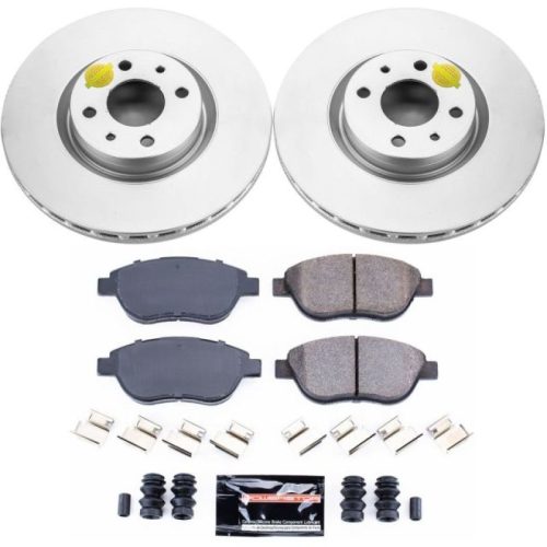 2012-2017 Fiat 500 Front Brake Rotor and Pad Assembly - Heavy-Duty Coated Brake System with Low Dust and Noise Insulation - Premium Replacement