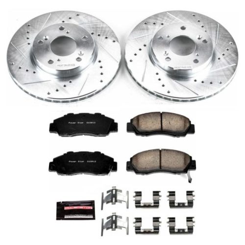 2002-2003 Honda Accord Front Brake Rotor and Pad Upgrade - Heavy-Duty Drilled & Slotted Performance Components - Premium Replacement