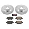 2014-2019 Ford Fiesta Front Brake Rotors and Carbon-Fiber Ceramic Brake Pads - Heavy-Duty Drilled & Slotted Performance Upgrade by PowerStop Part K6818