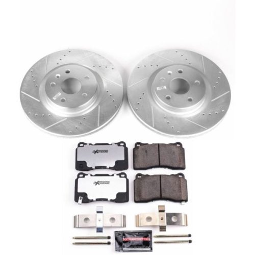 2014-2016 Buick Regal & 2013-2014 Cadillac XTS Front Z26 Street Warrior Brake Upgrade Kit - Heavy-Duty Drilled & Slotted Rotor with Carbon-Fiber Ceramic Pads for Performance Vehicles
