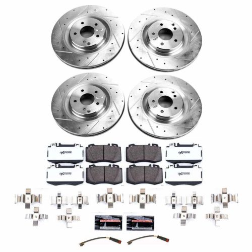 2007-2010 Mercedes-Benz SLK55 AMG Front Z26 Street Warrior Brake Upgrade Kit - Heavy-Duty Drilled & Slotted Rotors with Carbon-Fiber Ceramic Pads for Performance and Towing