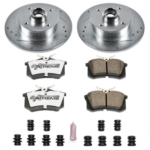 1990-1992 Volkswagen Corrado Rear Z26 Street Warrior Brake Upgrade Kit - Heavy-Duty Drilled & Slotted Rotor and Carbon-Fiber Ceramic Brake Pads - Premium Replacement