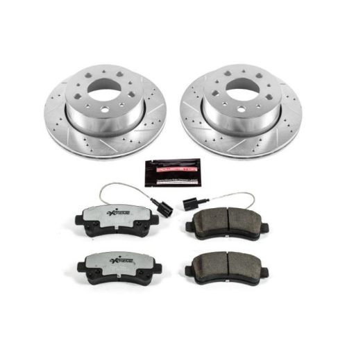 2014-2015 Ram ProMaster 1500, 2500 & 3500 Rear Z36 Truck & Tow Brake Kit - Heavy-Duty Drilled & Slotted Rotor and Carbon-Fiber Ceramic Brake Pad Assembly by PowerStop Part Number K7313-36