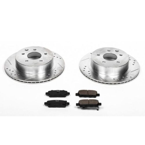 2003-2005 Infiniti G35, 2003-2005 Nissan 350Z Rear Brake Upgrade Kit with Drilled & Slotted Rotors and Carbon-Fiber Ceramic Pads - Premium Replacement