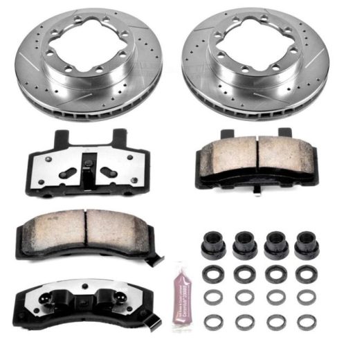 1996-1999 GMC K1500 Suburban Front Z36 Truck & Tow Brake Upgrade Kit - Heavy-Duty Drilled & Slotted Rotors with Carbon-Fiber Ceramic Pads - Premium Replacement