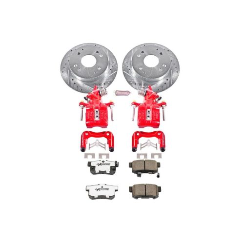 1998-2002 Honda Accord Rear Z26 Street Warrior Brake Upgrade Kit with Drilled & Slotted Rotors and Powder Coated Calipers - Premium Replacement