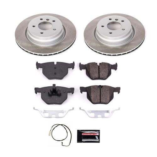 2006-2009 BMW 335i, 335xi Rear Semi-Coated Rotor Brake Assembly with Ceramic Pads - Premium Replacement