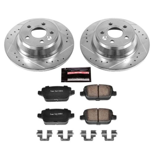 2007-2011 Volvo S80 Rear Z23 Evolution Sport Brake Upgrade Kit - Premium Heavy-Duty Drilled & Slotted Rotors with Carbon-Fiber Ceramic Pads