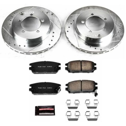 1991-1993 Mitsubishi 3000GT & Dodge Stealth Rear Z23 Evolution Sport Brake Kit - Drilled & Slotted Rotors with Carbon-Fiber Ceramic Pads for Heavy-Duty Towing and Daily Use - Premium Replacement