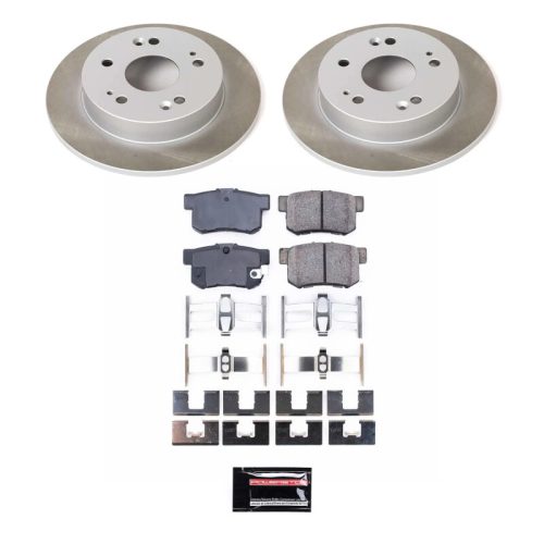 2001-2015 Honda Prelude & Civic Rear Semi-Coated Rotor Brake Assembly with Ceramic Pads - Premium Replacement