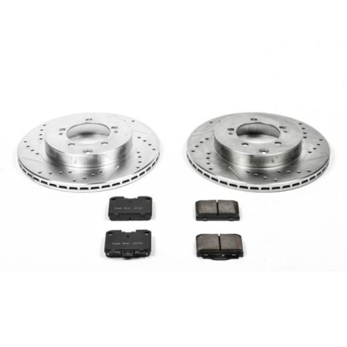 1993-1998 Mitsubishi 3000GT & 1995-1996 Dodge Stealth Rear Z23 Evolution Sport Brake Upgrade Kit - Heavy-Duty Drilled & Slotted Rotors with Carbon-Fiber Ceramic Pads - Premium Replacement