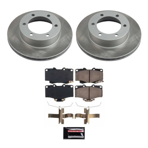 1995-2003 Toyota Tacoma & 1995-1998 Toyota 4Runner Front Semi-Coated Rotor Brake Assembly - Heavy-Duty Replacement with Ceramic Pads and Premium Coated Solid Face