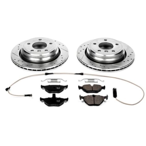 2000-2003 BMW 525i, 528i, 540i Rear Brake Upgrade Kit with Drilled & Slotted Rotors and Carbon-Fiber Ceramic Pads - Premium Replacement