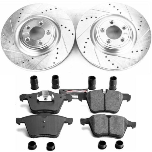 2006-2009 Jaguar S-Type & XF Front Z23 Evolution Sport Brake Upgrade Kit - Premium Heavy-Duty Drilled & Slotted Rotor with Carbon-Fiber Ceramic Pads