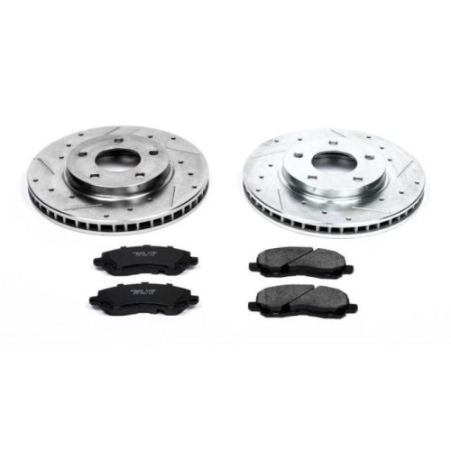2007-2010 Dodge Caliber Front Brake Upgrade Kit with Drilled & Slotted Rotors and Carbon-Fiber Ceramic Pads - Premium Replacement