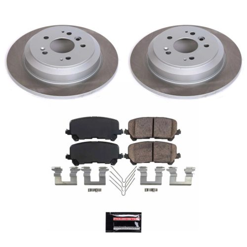 2016-2017 Honda Pilot & Ridgeline Rear Semi-Coated Rotor Brake Assembly - Heavy-Duty Replacement with Ceramic Pads and Premium Coated Solid Face Rotor