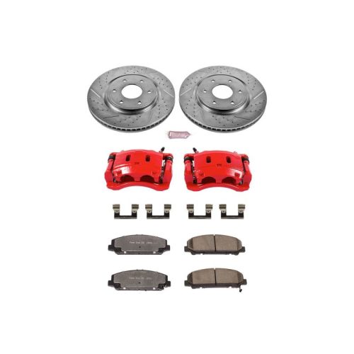 2006-2007 Nissan Armada & Infiniti QX56 Front Z36 Truck & Tow Brake Performance Upgrade Kit - Heavy-Duty Drilled & Slotted Rotors with Carbon-Fiber Ceramic Pads and Powder Coated Calipers - Premium Replacement