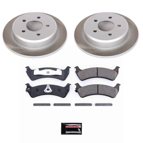 2001-2002 Ford Explorer Sport Rear Semi-Coated Rotor Brake Assembly with Ceramic Pads - Premium Replacement