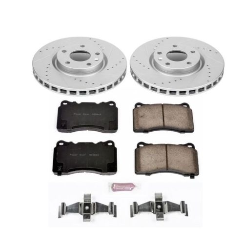 2014-2016 Chevrolet Corvette Front Z23 Evolution Sport Brake Kit - Heavy-Duty Drilled & Slotted Rotors with Carbon-Fiber Ceramic Pads - Premium Replacement
