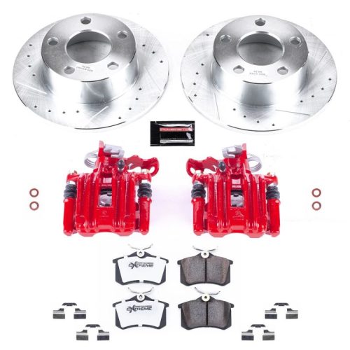 2002-2004 Volkswagen Passat / Audi A6 Rear Z26 Street Warrior Brake Upgrade Kit with Powder Coated Calipers - Premium Replacement