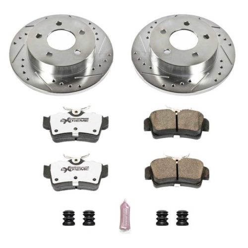 2000-2004 Ford Mustang Rear Z26 Street Warrior Brake Upgrade Kit - Heavy-Duty Drilled & Slotted Rotors with Carbon-Fiber Ceramic Pads - Premium Replacement
