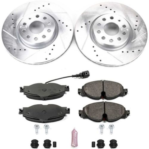 2015-2017 Audi A3, 2017 Volkswagen Golf Front Z23 Evolution Sport Brake Rotor and Carbon-Fiber Ceramic Brake Pads - Premium Replacement