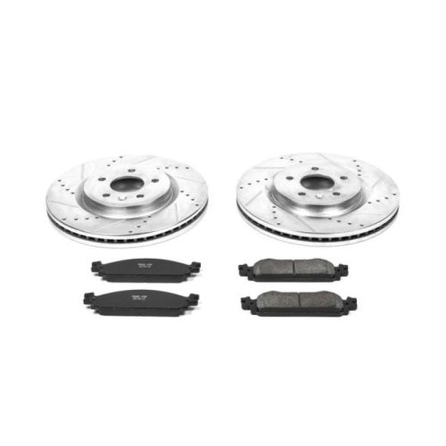 2009-2011 Ford Flex Front Z23 Evolution Sport Brake Upgrade Kit - Premium Heavy-Duty Drilled & Slotted Rotors with Carbon-Fiber Ceramic Pads