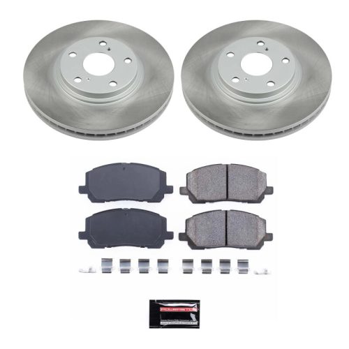 2004-2007 Toyota Highlander Front Semi-Coated Rotor Brake Kit with Ceramic Pads and Hardware - Premium Replacement