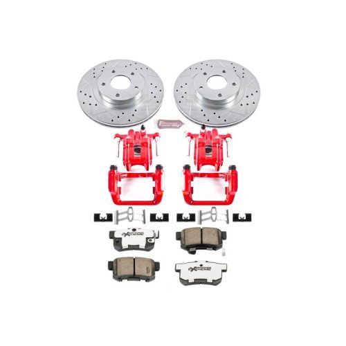 1999-2003 Acura TL Rear Z26 Street Warrior Brake Upgrade Kit with Drilled & Slotted Rotors - Premium Replacement
