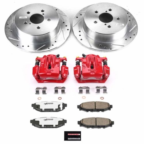 2006-2009 Subaru Legacy Rear Z26 Street Warrior Brake Upgrade Kit with Drilled & Slotted Rotors and Powder Coated Calipers - Heavy-Duty Performance Brake System