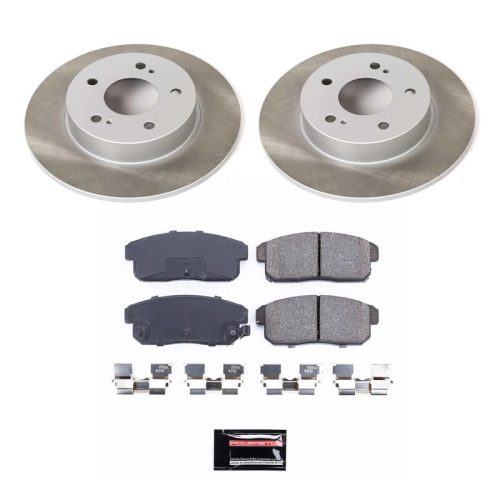 2001-2003 Nissan Maxima Rear Semi-Coated Rotor Brake Kit with Ceramic Pads and Hardware - Premium Replacement