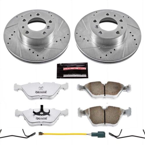 1987-1989 BMW 735i Front Z26 Street Warrior Brake Kit - High-Performance Drilled & Slotted Rotors with Carbon-Fiber Ceramic Pads - Premium Replacement