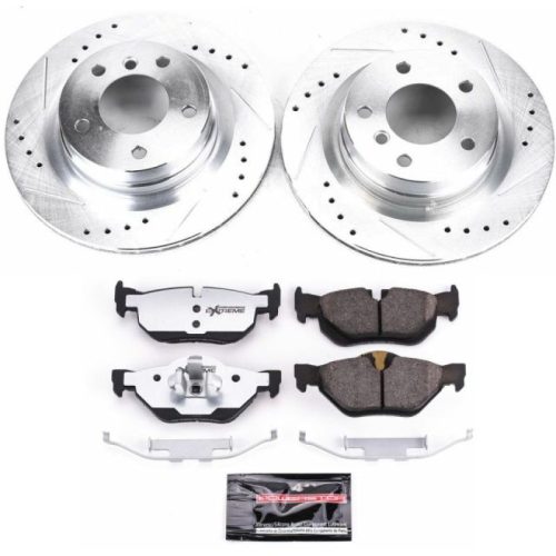 2011-2013 BMW 328i Rear Z26 Street Warrior Brake Upgrade Kit with Drilled & Slotted Rotors and Carbon-Fiber Ceramic Pads - Premium Heavy-Duty Replacement