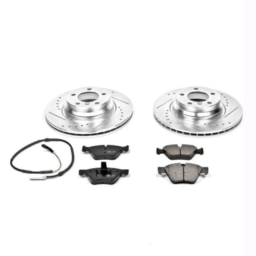 2006 BMW 330xi Front Brake Rotor and Carbon-Fiber Ceramic Brake Pad Upgrade - Heavy-Duty Drilled & Slotted Performance Brake System - Premium Replacement