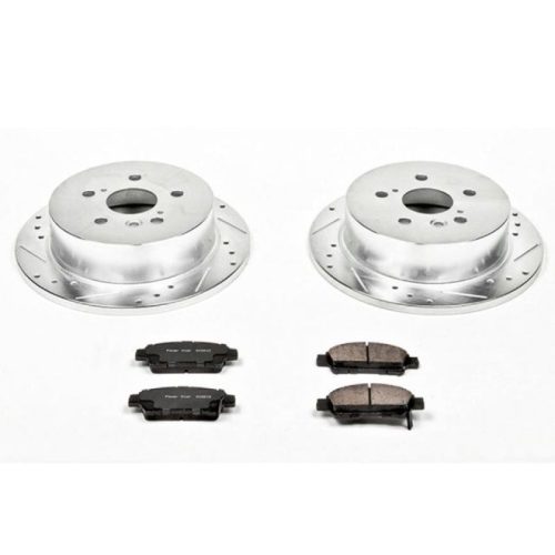 2007-2009 Toyota Sienna Rear Z23 Evolution Sport Brake Upgrade Kit - Drilled & Slotted Rotors with Carbon-Fiber Ceramic Pads for Heavy-Duty Performance - Premium Replacement
