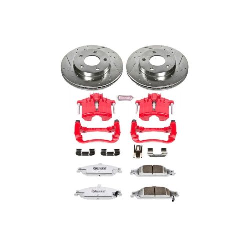 1997-2001 Oldsmobile Alero Front Brake Upgrade Kit with Drilled & Slotted Rotors and Carbon-Fiber Ceramic Pads - Premium Replacement