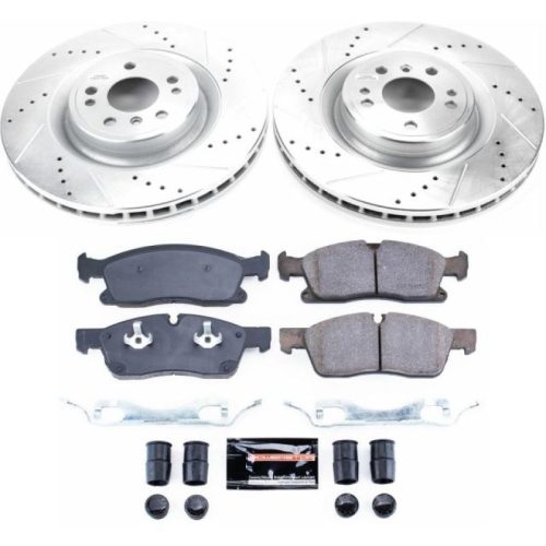 2012-2015 Mercedes-Benz ML350 & 2016 Mercedes-Benz GLE300d Front Brake Performance Upgrade Kit with Drilled & Slotted Rotors and Carbon-Fiber Ceramic Pads - Premium Replacement