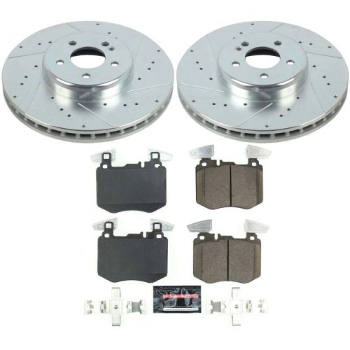 2019-2022 Mercedes-Benz GLC300 Front Z23 Evolution Sport Brake Upgrade Kit - Heavy-Duty Drilled & Slotted Rotors and Carbon-Fiber Ceramic Pads - Premium Replacement