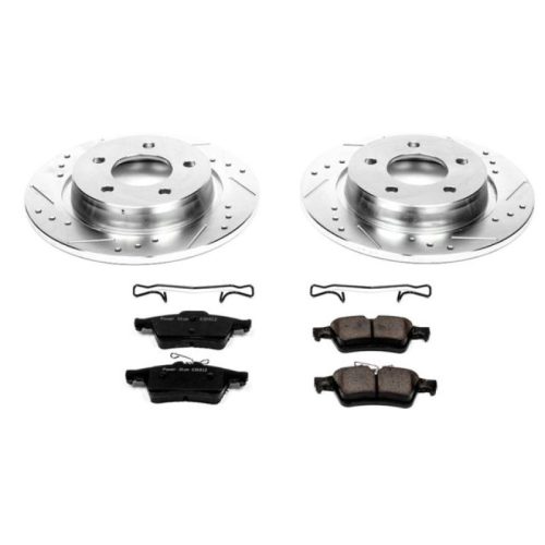 2004-2012 Mazda 3 Rear Z23 Evolution Sport Brake Rotor and Carbon-Fiber Ceramic Brake Pad Assembly - Premium Heavy-Duty Replacement