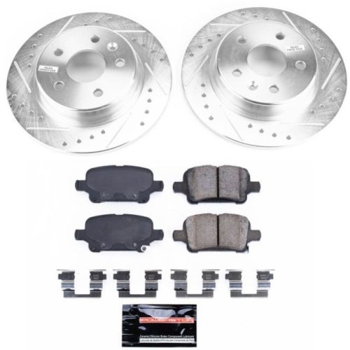 2016-2018 Chevrolet Volt, Cruze & Bolt EV Heavy-Duty Drilled & Slotted Brake Rotor and Carbon-Fiber Ceramic Brake Pad Upgrade - Premium Replacement