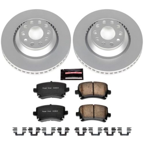 2010-2015 Volkswagen CC Rear Z23 Evolution Sport Coated Brake Rotor and Carbon-Fiber Ceramic Brake Pad Assembly - Premium Replacement