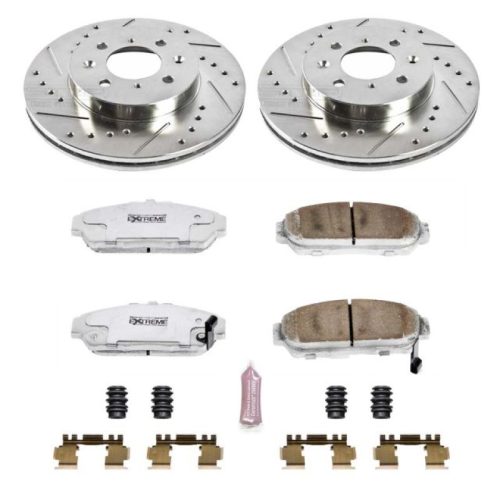 2001 Acura Integra Front Brake Upgrade Kit with Drilled & Slotted Rotors and Carbon-Fiber Ceramic Pads - Heavy-Duty Performance Replacement