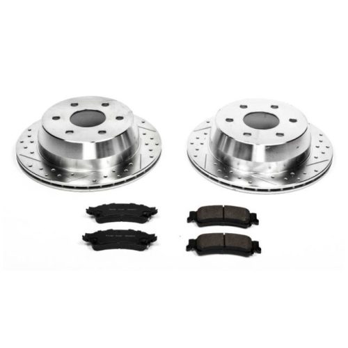 2001-2005 Chevrolet Tahoe, 2004-2005 GMC Safari & Chevrolet Astro Rear Z23 Evolution Sport Brake Upgrade Kit - Heavy Duty Drilled & Slotted Rotors with Carbon-Fiber Ceramic Pads - Premium Replacement